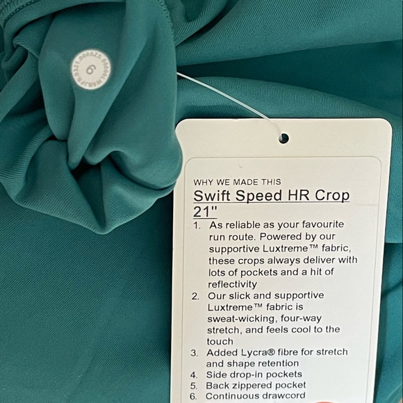 lululemon Swift Speed HR crop 21" - Teal Lagoon - Picture 5 of 5